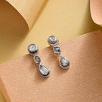 Handgearbeitete, natürliche Polki Diamant Ohrringe, 925 Silber platiniert ca. 0.50 ct