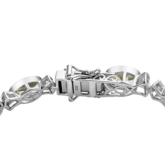 Prasiolith, weißes Zirkon Armband, ca. 19 cm, 925 Silber platiniert ca. 20.99 ct