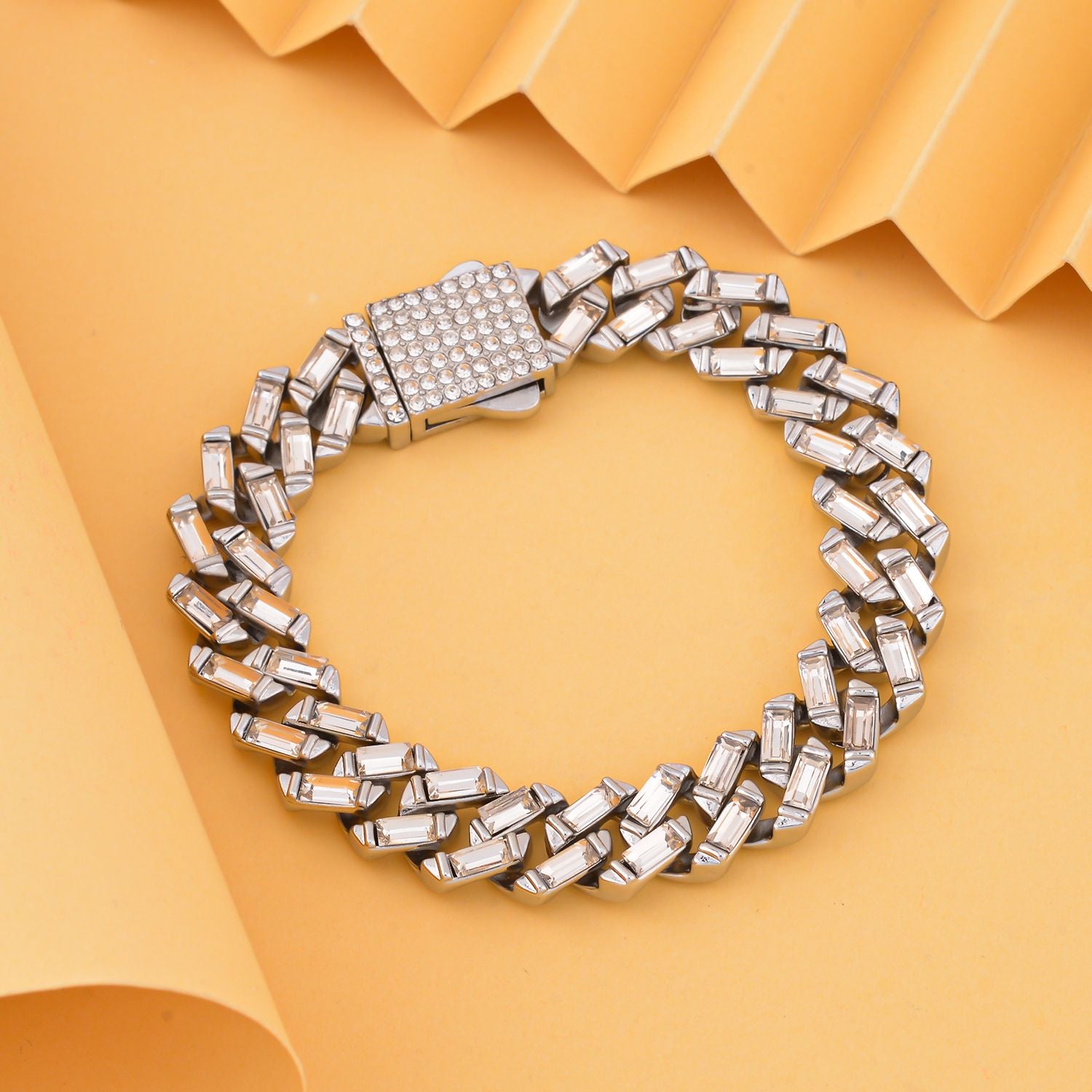 Designer Weißes Kristall-Armband, ca. 19 cm