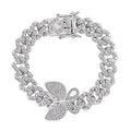 Weißes Kristall 19cm Armband in Silberton, Schmetterling