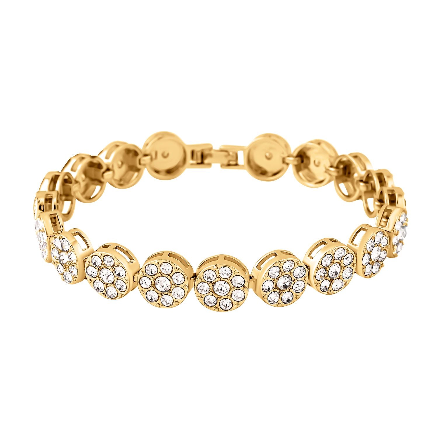 Weißes Kristall-Armband ca. 19 cm, goldfarben
