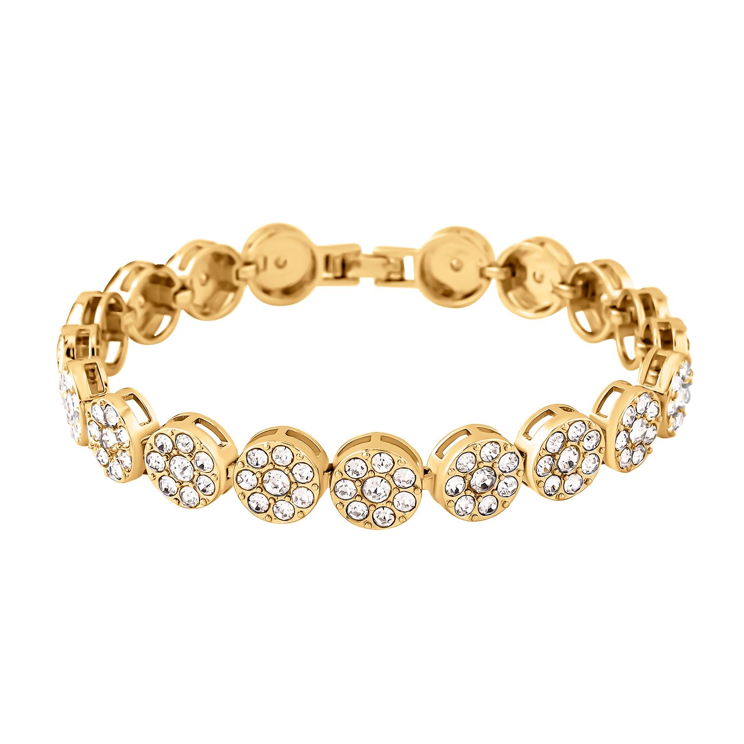 Weißes Kristall-Armband ca. 19 cm, goldfarben