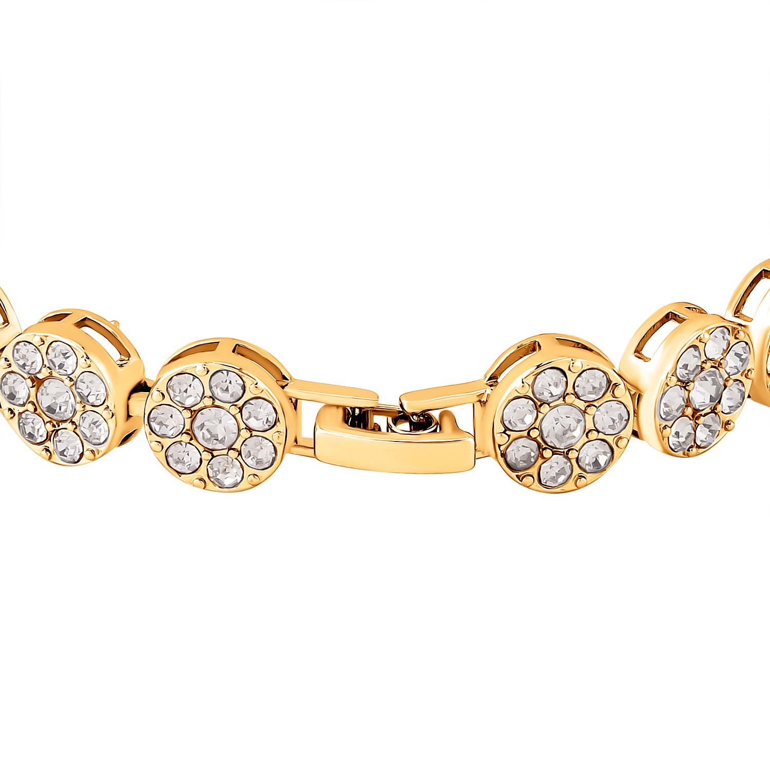 Weißes Kristall-Armband ca. 19 cm, goldfarben