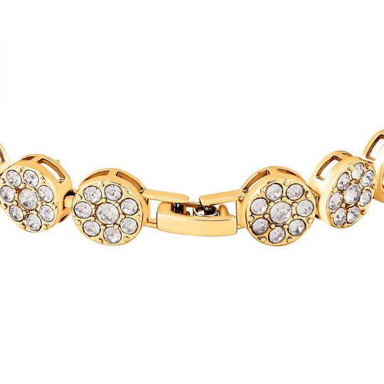 Weißes Kristall-Armband ca. 19 cm, goldfarben