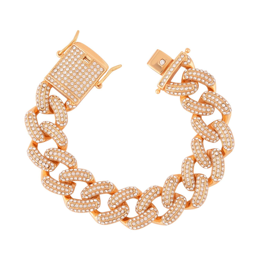 Weißes Kristall-Armband ca. 19 cm  Std Gelb