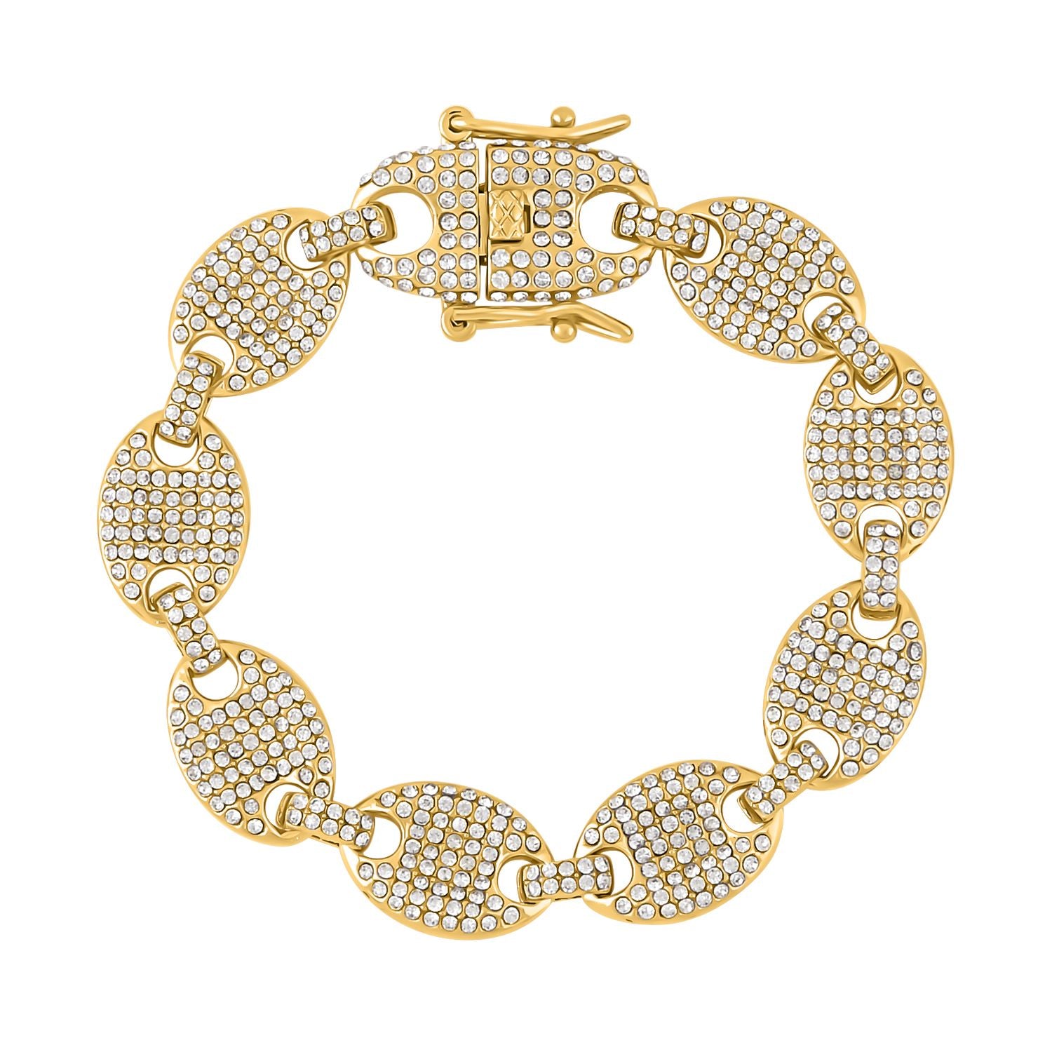 Weißes Kristall-Armband, ca. 19 cm, goldfarben