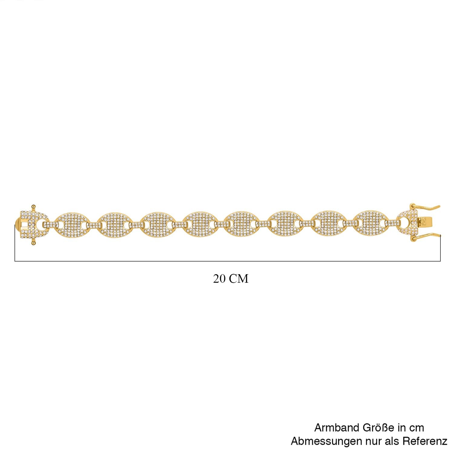 Weißes Kristall-Armband, ca. 19 cm, goldfarben