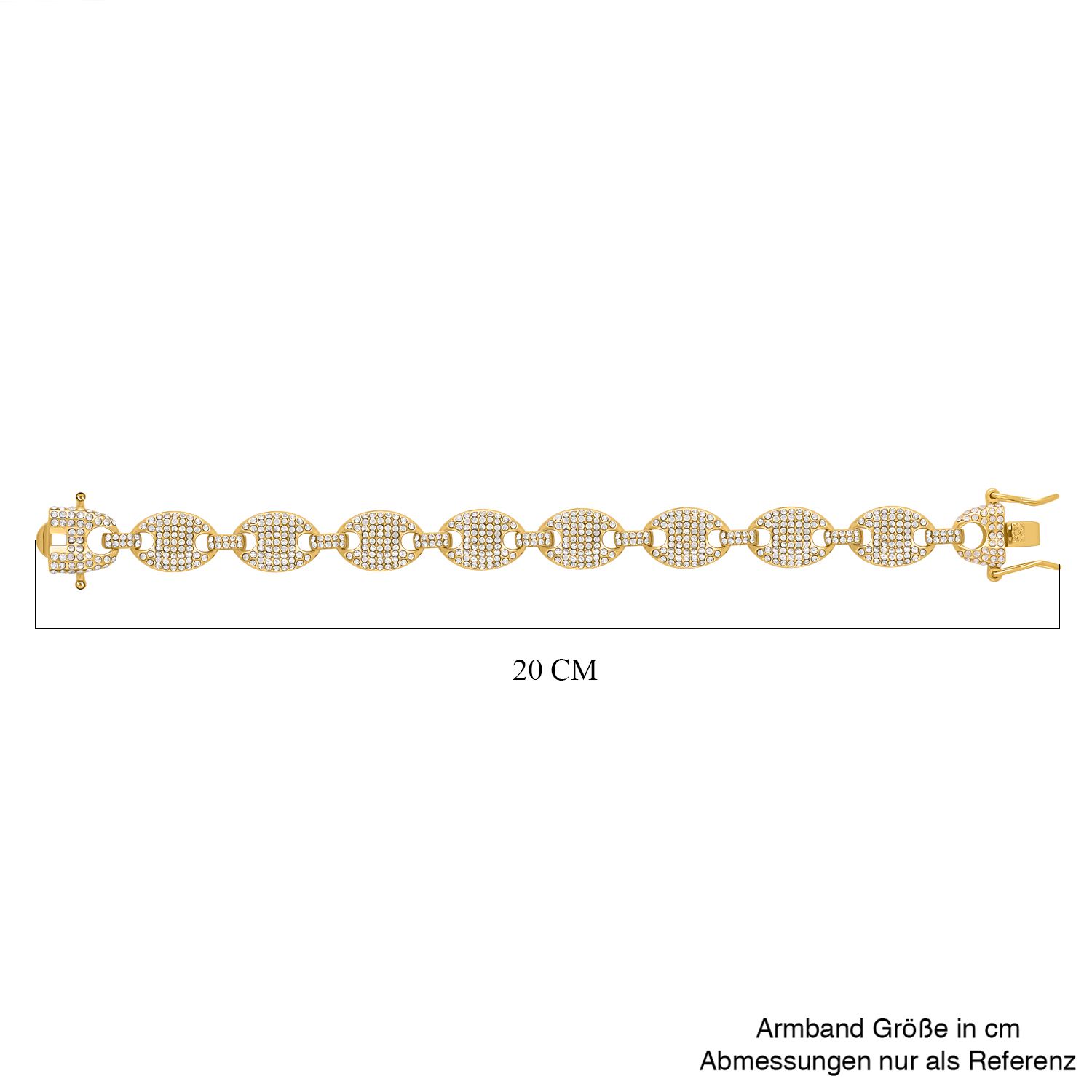 Weißes Kristall-Armband, ca. 19 cm, goldfarben