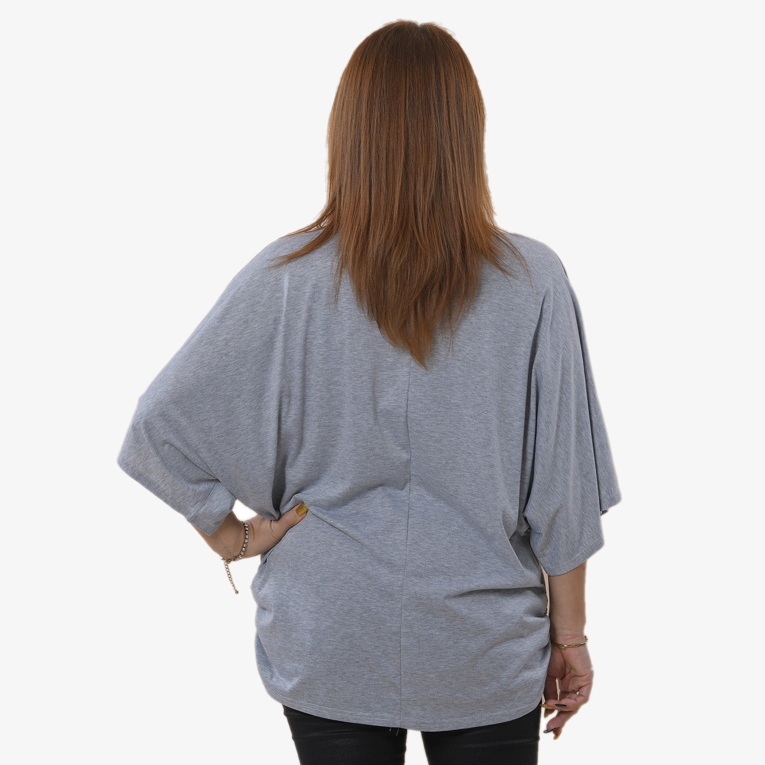 TAMSY - T-Shirt V-Ausschnitt, Einheitsgröße Grau