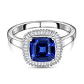 CHAIRMAN VAULT COLLECTION - RHAPSODY Asscher Schliff AAAA Tansanit und Diamant-Ring, VS E-F, 950 Platin (Größe 19.00), ca. 3,37ct