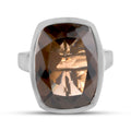 Rauchquarz-Ring, 925 Silber platiniert (Größe 16.00) ca. 13,18 ct