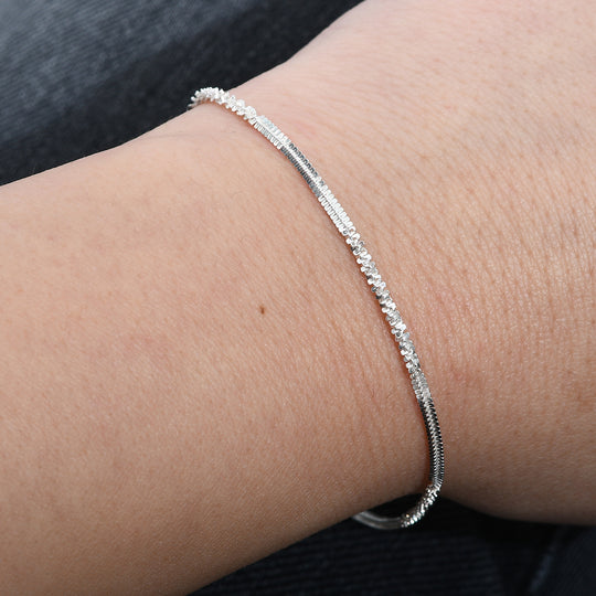 Italianisches alternierendes Margarita-Armband, ca. 19 cm, 925 Silber