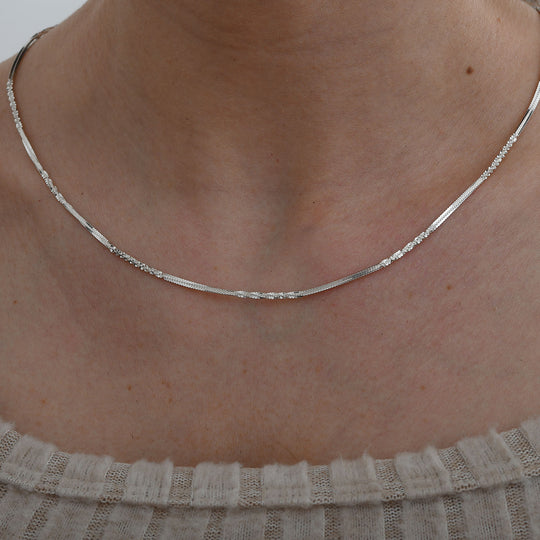 Italianische alternierende Margarita-Kette, ca. 50 cm, 925 Silber ca. 4,13g