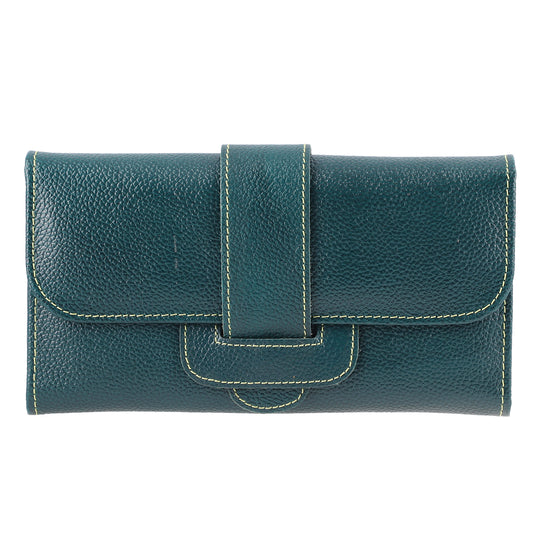 100% echte Leder Geldbörse mit RFID Schutz, 18.50x10.50 cm, Grün