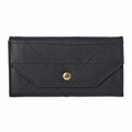 100% echte Leder Geldbörse, RFID geschützt, 18.50x10.50 cm, Schwarz