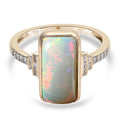 Natürlicher Äthiopischer Opal und Diamant I2-I3 G-H Ring 375 Gelbgold rhodiniert (Größe 17.00) ca. 2,65 ct