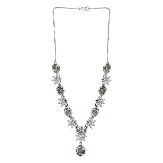Prasiolith Collier, ca. 45 cm, 925 Silber platiniert ca. 24,57 ct