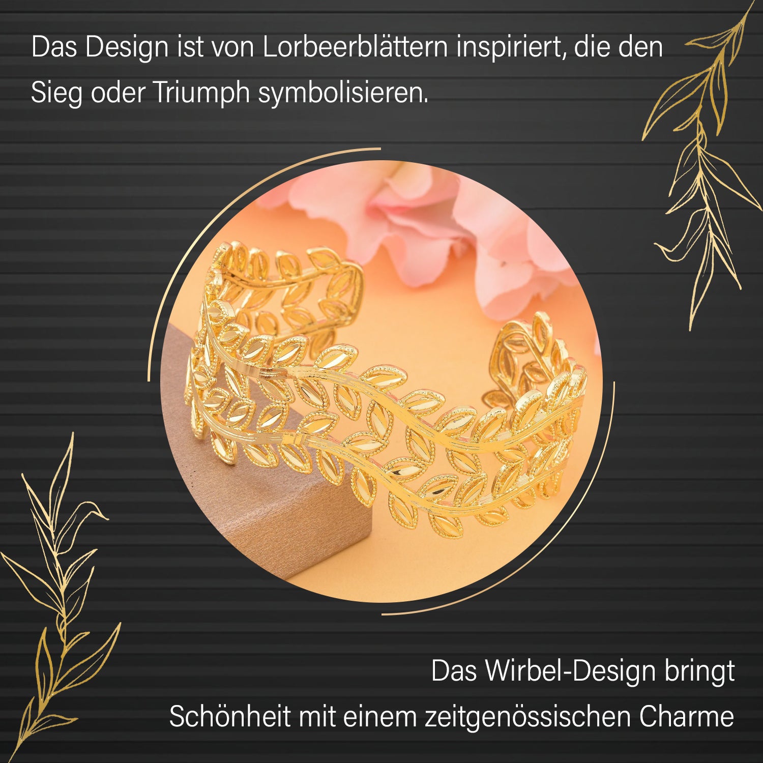 Flexibles Armreif, ca. 16.5-19.0 cm, goldfarben