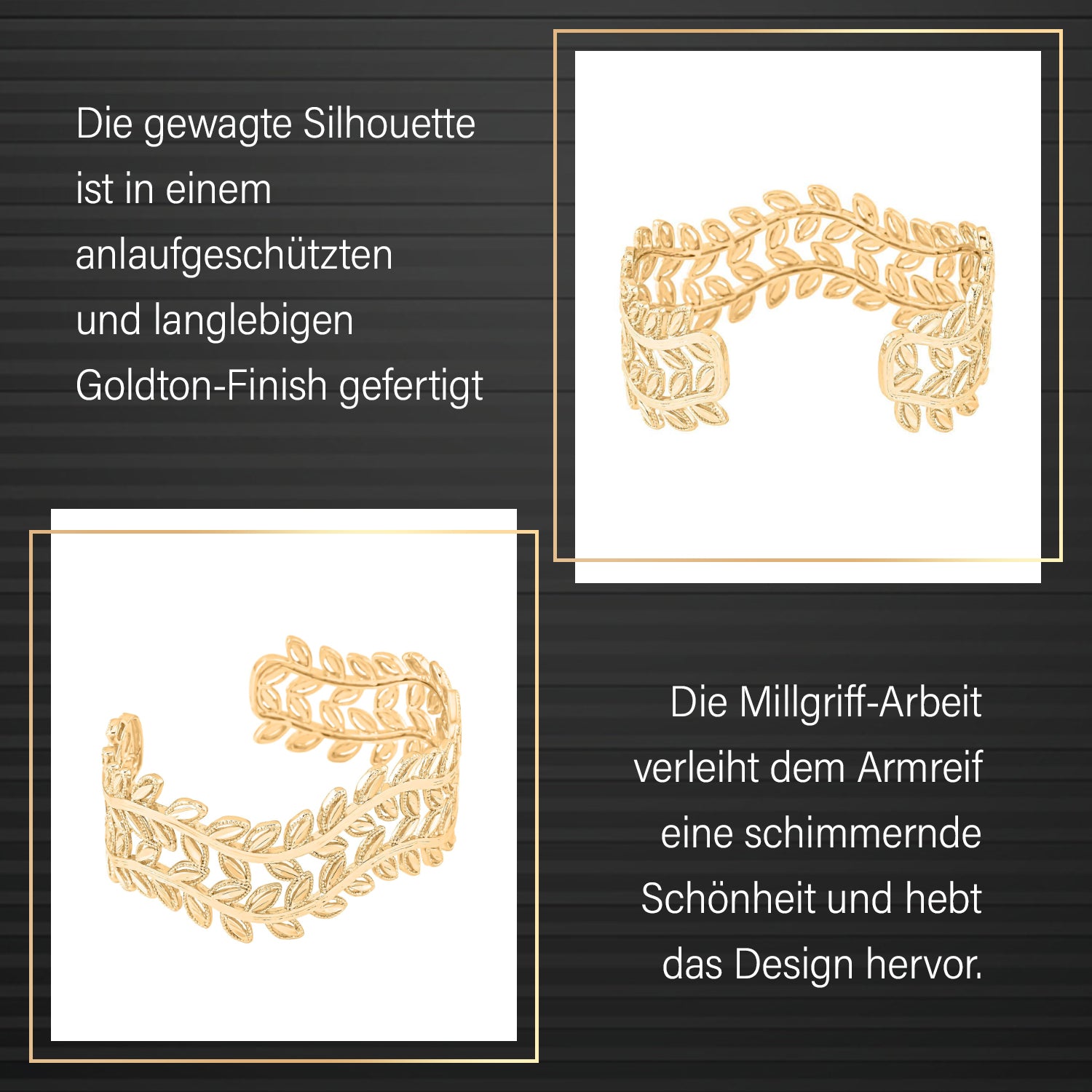 Flexibles Armreif, ca. 16.5-19.0 cm, goldfarben