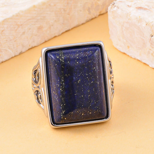 Lapislazuli Ring, 316L Edelstahl, (Größe 17.00), ca. 5.00 ct