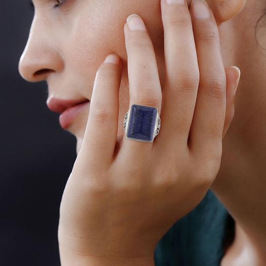 Lapislazuli Ring, 316L Edelstahl, (Größe 17.00), ca. 5.00 ct