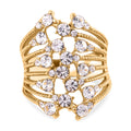 Celstial Twist Weißer Kristall Ring, Reiner Edelstahl, (Größe 16.00), goldfarben