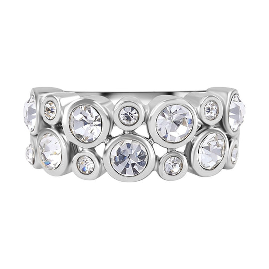 Weißer Kristall Ring, 316L Edelstahl, (Größe 17.00)