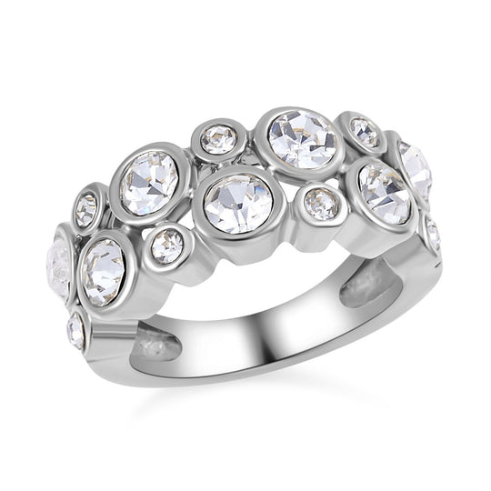 Weißer Kristall Ring, 316L Edelstahl, (Größe 16.00)