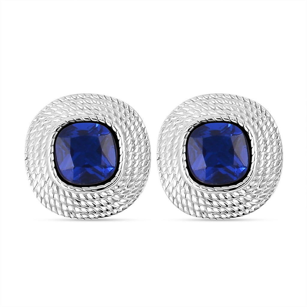 Tansanit Zirkonia Ohrringe, Reiner Edelstahl, ca. 7.50 ct
