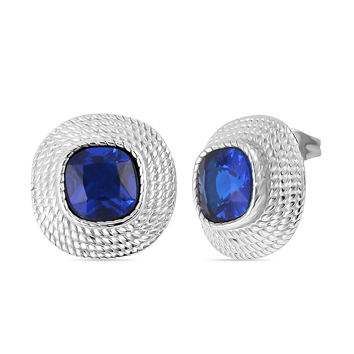 Tansanit Zirkonia Ohrringe, Reiner Edelstahl, ca. 7.50 ct