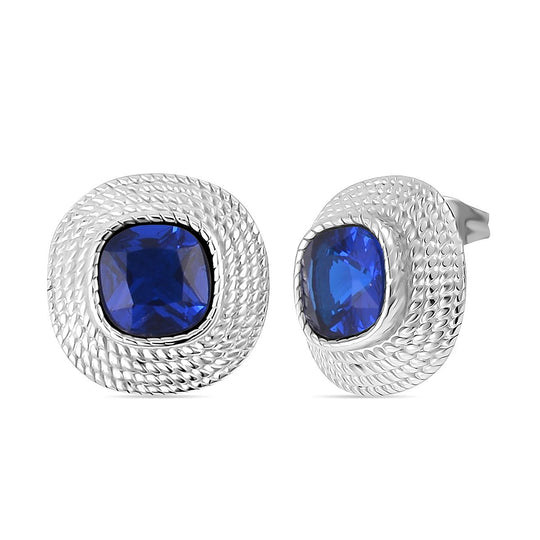 Tansanit Zirkonia Ohrringe, Reiner Edelstahl, ca. 7.50 ct