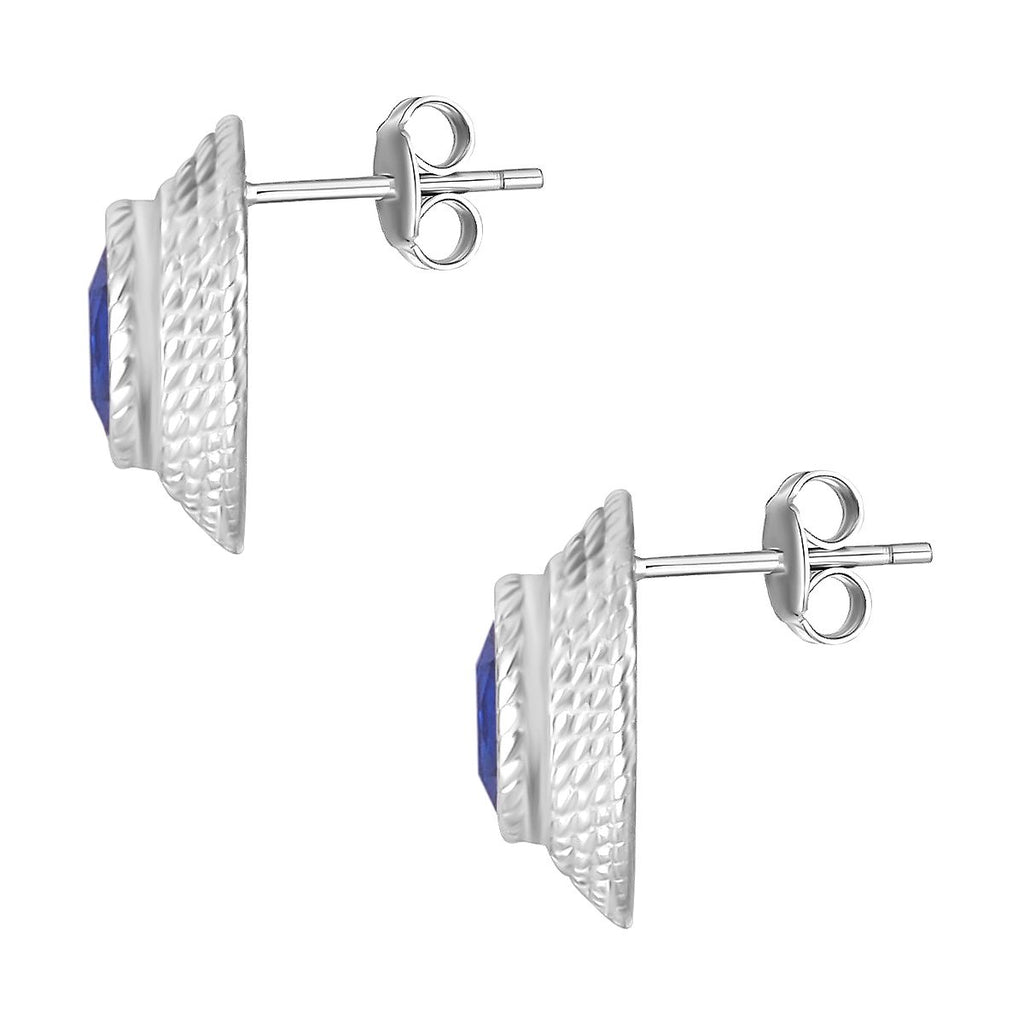 Tansanit Zirkonia Ohrringe, Reiner Edelstahl, ca. 7.50 ct