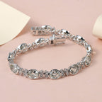 Prasiolith, weißes Zirkon Armband, ca. 20 cm, 925 Silber platiniert ca. 22,99 ct