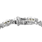 Prasiolith, weißes Zirkon Armband, ca. 20 cm, 925 Silber platiniert ca. 22,99 ct