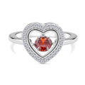 Roter und weißer Zirkonia Ring in Herzform, 925 Silber rhodiniert (Größe 16.00), ca. 1,02 ct