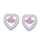 Rosa und weiße Zirkonia Ohrringe in Herzform, 925 Silber rhodiniert, ca. 1.50 ct