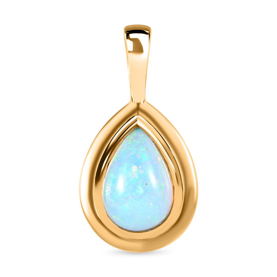 Natürlicher äthiopischer Welo Opal Anhänger, 925 Silber vergoldet, ca. 0.86 ct