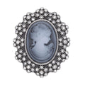 Weißer Swarovski Kristall Kamee Brosche 316L Edelstahl Schwarz oxidiert