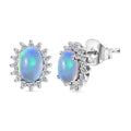 D'Joy AA Natürlicher, äthiopischer Welo Opal, Weißer Zirkon Ohrringe 925 Silber Platiniert ca. 1.96 ct