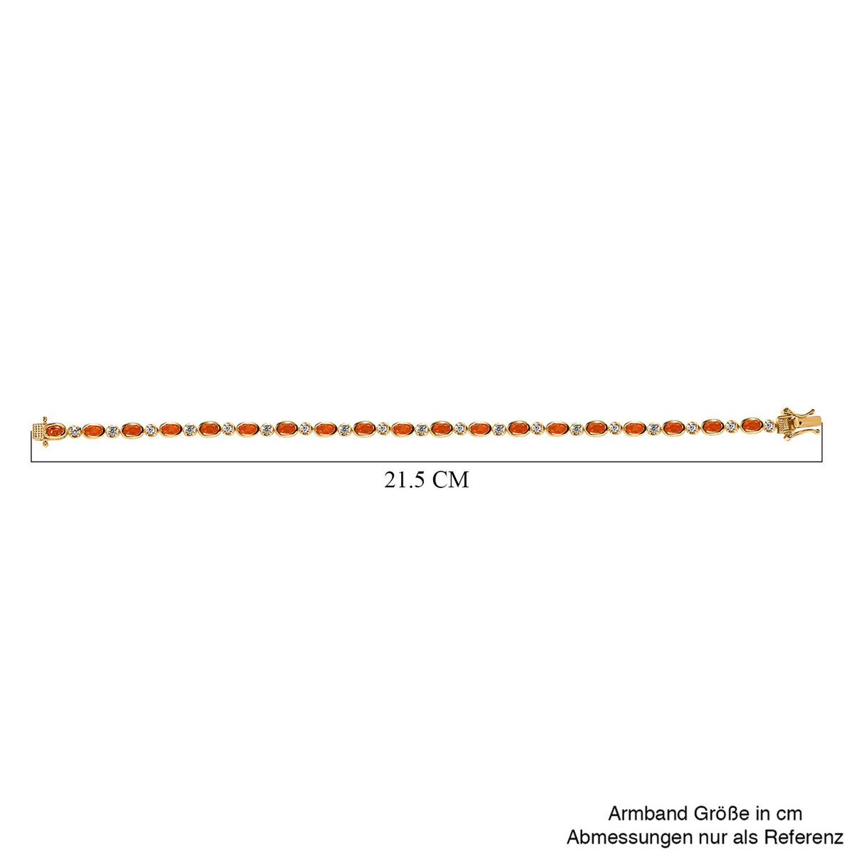 AA Feueropal, weißes Zirkon Armband, ca. 20 cm, 925 Silber vergoldet ca. 4.07 ct