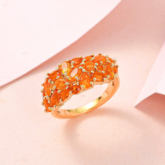 Salamanca Feueropal-Ring, 925 Silber vergoldet (Größe 21.00) ca. 2,05 ct