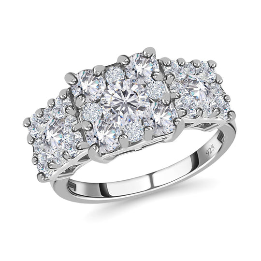 Moissanit Ring, 925 Silber platiniert (Größe 20.00) ca. 2.23 ct