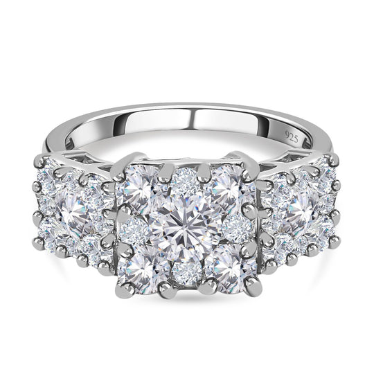 Moissanit Ring, 925 Silber platiniert (Größe 20.00) ca. 2.23 ct