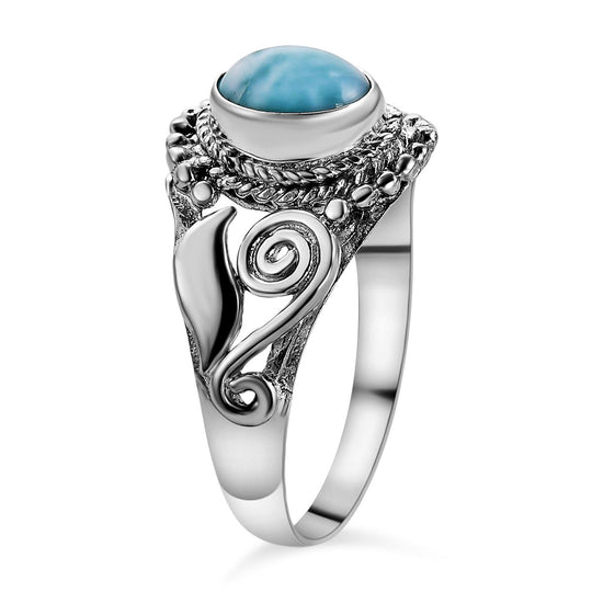 Royal Bali Kollektion - Larimar Ring 925 Silber ca. 1.51 ct