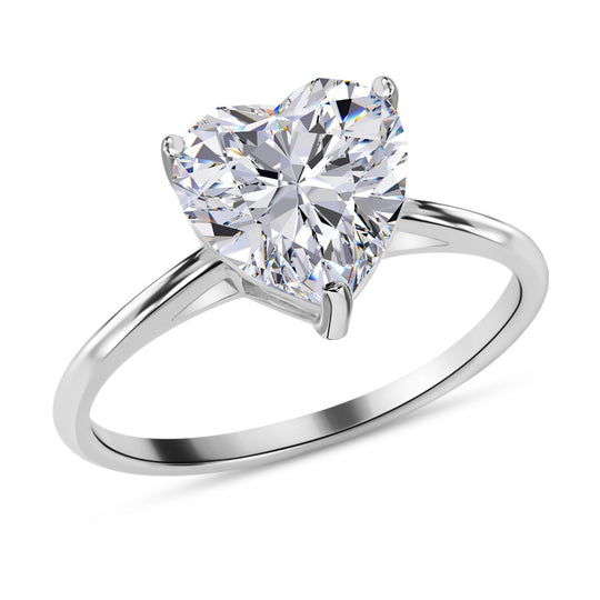 Weißer Herz Zirkonia Ring, 925 Silber rhodiniert ca. 5,65 ct