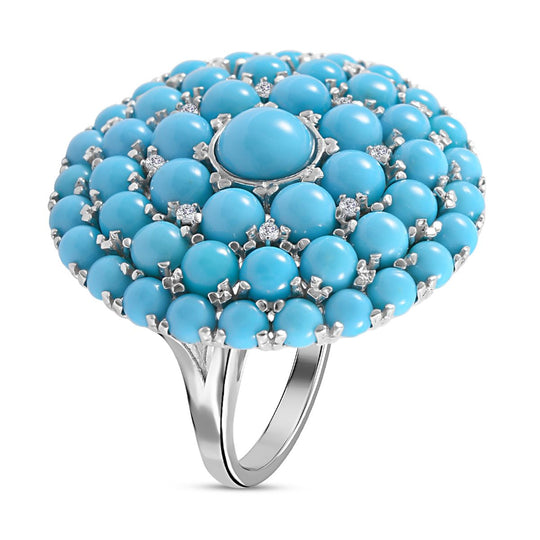 Amerikanischer, natürlicher Sleeping Beauty Türkis Ring, 925 Silber platiniert ca. 8.23 ct