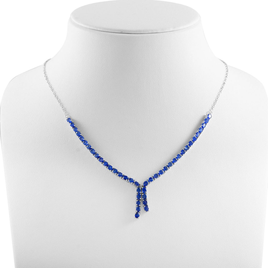 Masoala Saphir (Fissure gefüllt) Collier, ca. 45 cm, 925 Silber platiniert ca. 11.61 ct