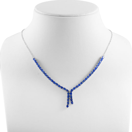 Masoala Saphir (Fissure gefüllt) Collier, ca. 45 cm, 925 Silber platiniert ca. 11.61 ct