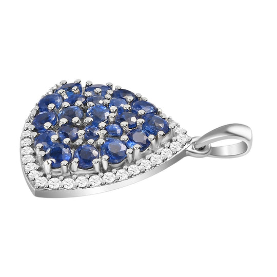 Kaschmir Kyanit und Zirkon Anhänger, 925 Silber platiniert ca. 3.92 ct