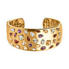 Designer Mehrfarbige Edelstein Armreif, ca. 19 cm, vergoldet ca. 17.28 ct